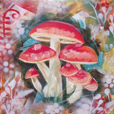Mushroom - M5 绘画 标题为“Mushroom - M5” 由Chrys Oak, 原创艺术品, 油 安装在木质担架架上