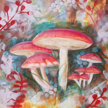Mushroom - M6 绘画 标题为“Mushroom - M6” 由Chrys Oak, 原创艺术品, 油 安装在木质担架架上