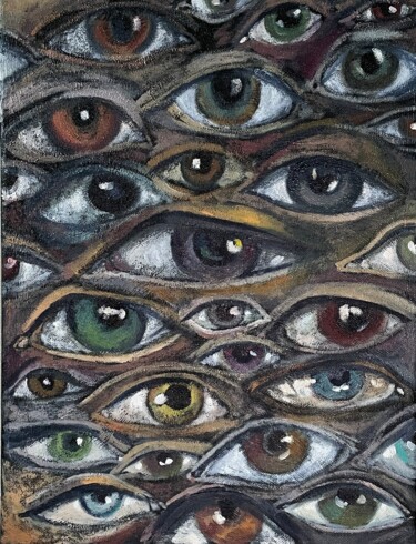 绘画 标题为“Eyes on a dark back…” 由Katerina Kach, 原创艺术品, 油