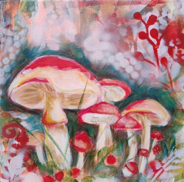 Mushroom - M9 绘画 标题为“Mushroom - M9” 由Chrys Oak, 原创艺术品, 油 安装在木质担架架上