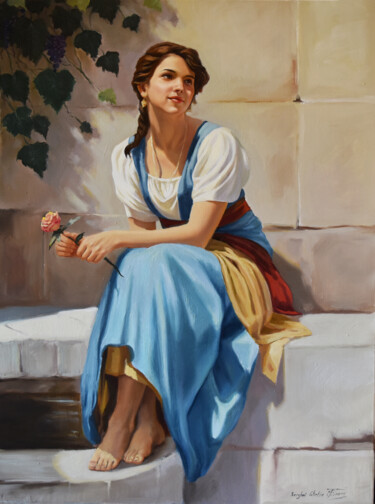 The Mediterranean girl IV 绘画 标题为“The Mediterranean g…” 由Serghei Ghetiu, 原创艺术品, 油 安装在木质担架架上