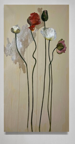 Ζωγραφική με τίτλο "Expressive flower 4" από Rosi Roys, Αυθεντικά έργα τέχνης, Λάδι