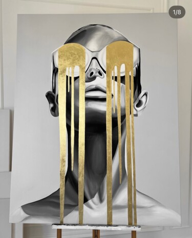 Metallic acrylic painting, Gold painting 绘画 标题为“Metallic acrylic pa…” 由Artininterior, 原创艺术品, 丙烯