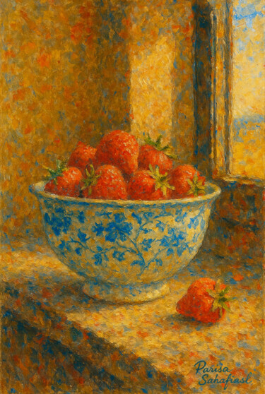 제목이 "Backyard Strawberri…"인 그림 Parisa Sahafiasl로, 원작, 안료