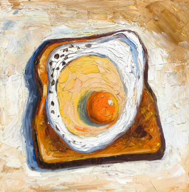 Egg on Toast Картина под названием "Egg on Toast" - Narek, Подлинное произведение искусства, Масло Установлен на Деревянная рама для носи…