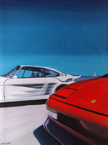 Ferrari vs Porsche Картина под названием "Ferrari vs Porsche" - Иван Гарбузов, Подлинное произведение искусства, Масло Установлен на Деревянная…