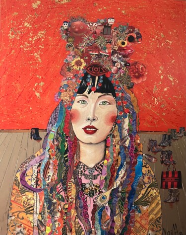 Fashion Victim 拼贴 标题为“Fashion Victim” 由Moira Mcainsh, 原创艺术品, 丙烯 安装在木质担架架上