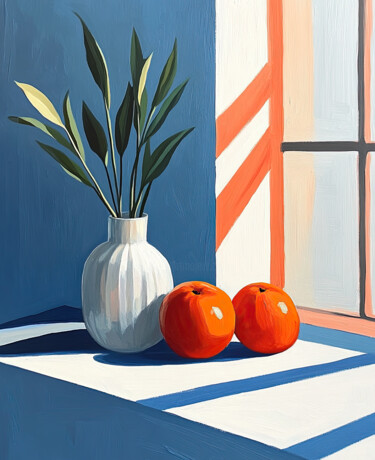 Still life with oranges and white vase at the window "Still life with ora…" başlıklı Dijital Sanat Fatimie Ashyrova tarafından, Orijinal sanat, Dijital Resim