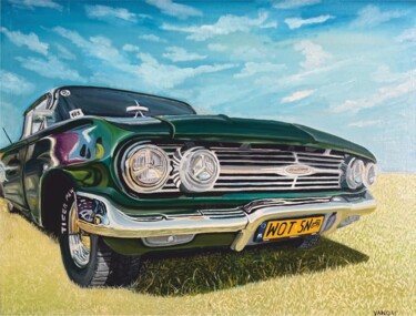 Malarstwo zatytułowany „Chevrolet Impala 19…” autorstwa Иван Гарбузов, Oryginalna praca, Olej Zamontowany na Inny sztywny pa…