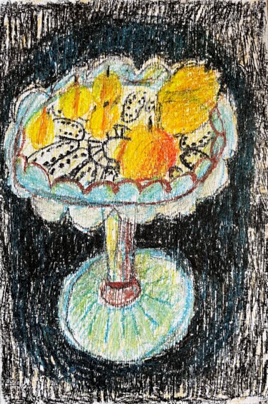 Painting titled "Ваза с фруктами" by Toriart29, Original Artwork, Pastel