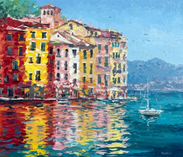 ""Portofino. Italian…" başlıklı Tablo Oxypoint tarafından, Orijinal sanat, Petrol Ahşap Sedye çerçevesi üzerine monte edilmiş