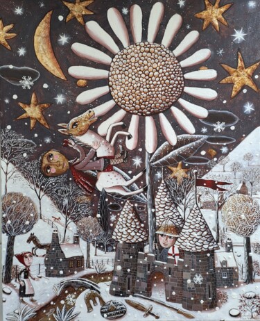 "Le chevalier à la f…" başlıklı Tablo Christian Pendelio tarafından, Orijinal sanat, Petrol Ahşap Sedye çerçevesi üzerine mo…