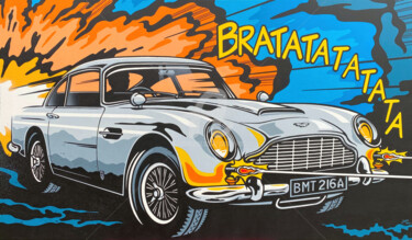 绘画 标题为“Aston Martin DB5 Ch…” 由Jamie Lee, 原创艺术品, 丙烯 安装在木质担架架上