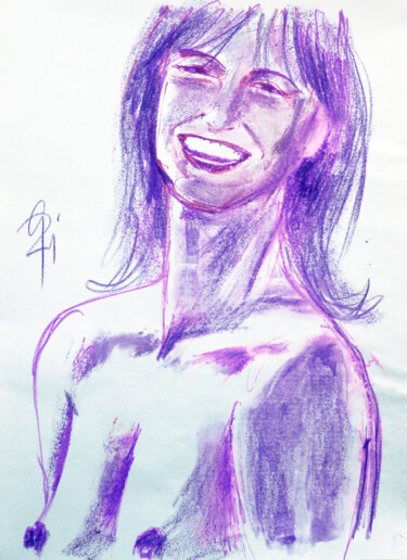 Σχέδιο με τίτλο "Portrait. Lachen." από Götz Wiedenroth, Αυθεντικά έργα τέχνης, Κερί