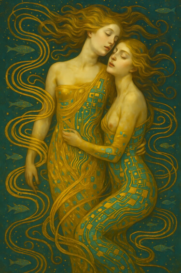 数字艺术 标题为“Serpenti d'acqua 30…” 由Neo Immortals, 原创艺术品, AI生成的图像 安装在artwork_cat.上