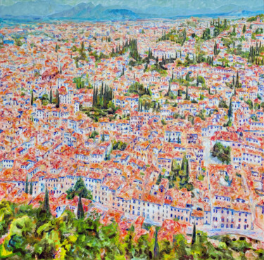 Pintura intitulada "Granada y Albaicin" por Ronald Houriez, Obras de arte originais, Óleo