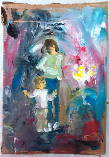 Painting titled "Mama, schau mal (O1…" by Dieter Becker, Original Artwork, Gouache