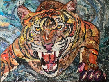 拼贴 标题为“Art in Troubled Wat…” 由Moira Mcainsh, 原创艺术品, 丙烯 安装在木质担架架上