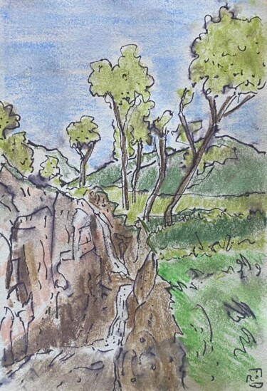 cascade dans la valée de Glencoe Dibujo titulada "cascade dans la val…" por Frob, Obra de arte original, Acuarela