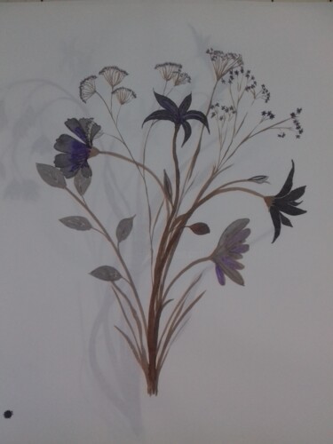 Schilderij getiteld "Fleur imaginaire n°5" door Eloi Camus, Origineel Kunstwerk, Inkt