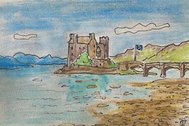 Painting titled "Eilean Donan castle" by Frob, Original Artwork, Watercolor