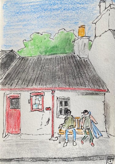 touriste à la poste de Plockton Рисунок под названием "touriste à la poste…" - Frob, Подлинное произведение искусства, Акварель