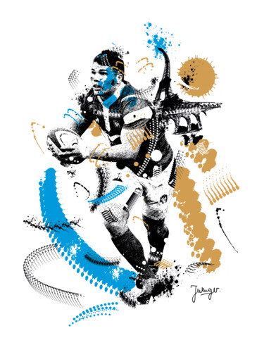 Antoine Dupont, le rugby dans la peau Digital Arts με τίτλο "Antoine Dupont, le…" από Joelle Wenger, Αυθεντικά έργα τέχνης, 2D ψηφιακή εργασία