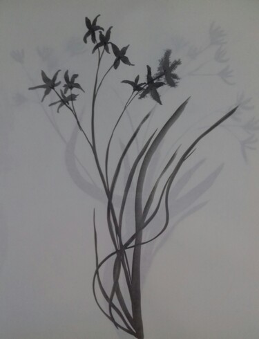 Peinture intitulée "Fleur imaginaire n°7" par Eloi Camus, Œuvre d'art originale, Encre