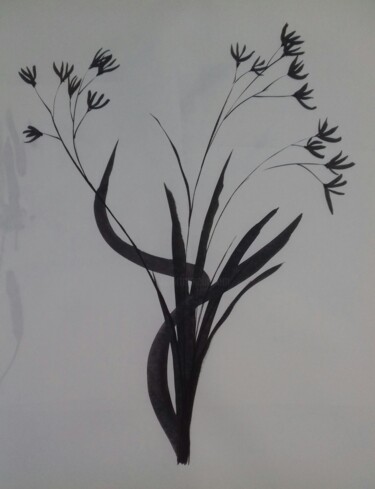 Schilderij getiteld "Fleur imaginaire n°8" door Eloi Camus, Origineel Kunstwerk, Inkt