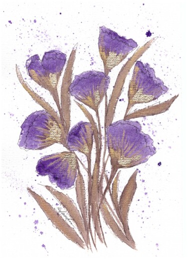绘画 标题为“Impulse of Bloom” 由Olha Yevtukhova, 原创艺术品, 水彩