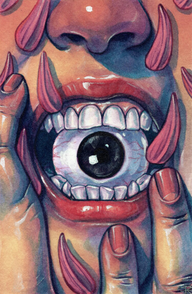 Painting titled "Frustración" by Roselin Estephanía, Original Artwork, Watercolor