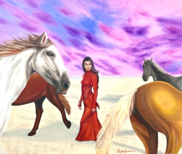 Educated horses Malerei mit dem Titel "Educated horses" von Nestor Abraham Hernandez Medellin, Original-Kunstwerk, Öl
