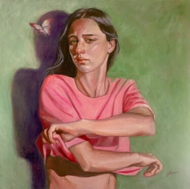 Wings on the border 绘画 标题为“Wings on the border” 由Maria Romano, 原创艺术品, 油 安装在木质担架架上