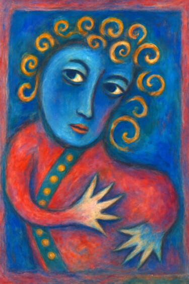 Digitale Kunst getiteld "Le prince bleu" door Pacôme Coquet, Origineel Kunstwerk, AI gegenereerde afbeelding Gemonteerd op A…