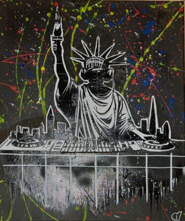Liberty Mix 「Liberty Mix」というタイトルの絵画 Craftermindによって, オリジナルのアートワーク, スプレー式塗料 ウッドストレッチャーフレームにマウント