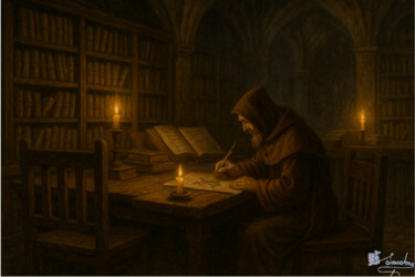 The Illuminated Scribe Ζωγραφική με τίτλο "The Illuminated Scr…" από Elio Segundo Sanchez, Αυθεντικά έργα τέχνης, Λάδι
