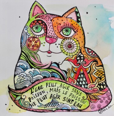 "Proverbe chat 2" başlıklı Tablo Oxana Zaika tarafından, Orijinal sanat, Suluboya