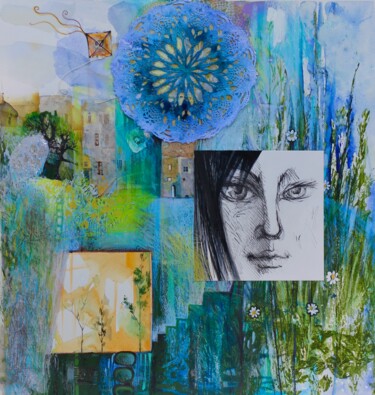 Κολάζ με τίτλο "Portrait 1" από Oxana Zaika, Αυθεντικά έργα τέχνης, Ακουαρέλα