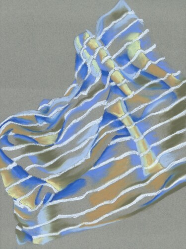 Σχέδιο με τίτλο "Striped Folds Four" από Kristine Facchetti, Αυθεντικά έργα τέχνης, Παστέλ