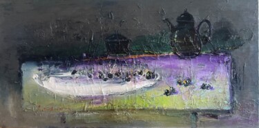 「still life "Cherry…」というタイトルの絵画 Ігор Євсін (Ihor Yevsin)によって, オリジナルのアートワーク, オイル ウッドストレッチャーフレームにマウント
