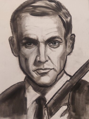 Schilderij getiteld "Shaken not stirred" door Josh D, Origineel Kunstwerk, Houtskool