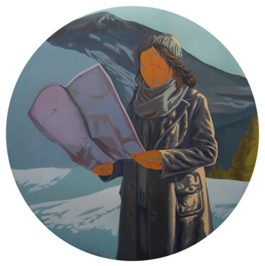 Schilderij getiteld "Tratado de búsqueda" door Salvador Torres, Origineel Kunstwerk, Olie Gemonteerd op Frame voor houten br…