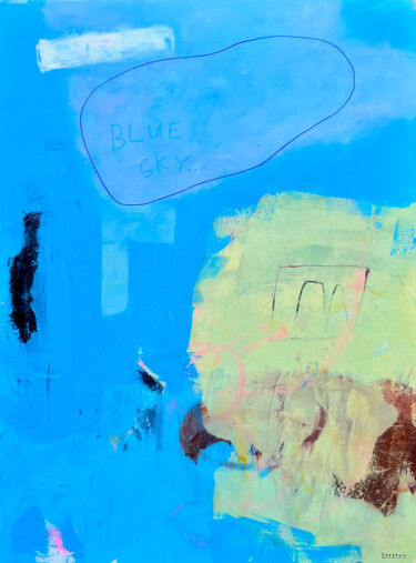 绘画 标题为“A Clear Blue Sky” 由Joejene C. Santos, 原创艺术品, 丙烯 安装在木质担架架上