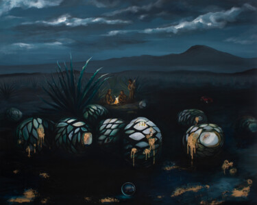 Schilderij getiteld "Relatos" door Vanesa Castillo, Origineel Kunstwerk, Acryl Gemonteerd op Frame voor houten brancard