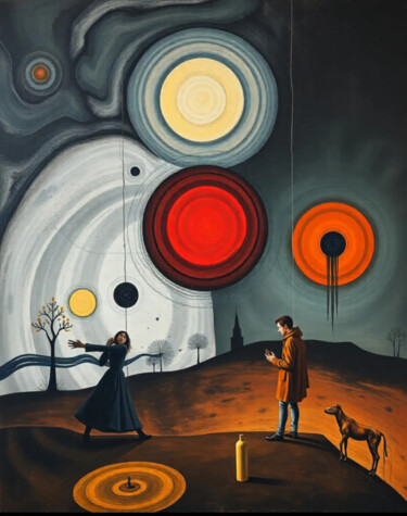 L'Incontro tra Ombra e Fuoco Painting titled "L'Incontro tra Ombr…" by De Saporettis "Daam", Original Artwork, Acrylic