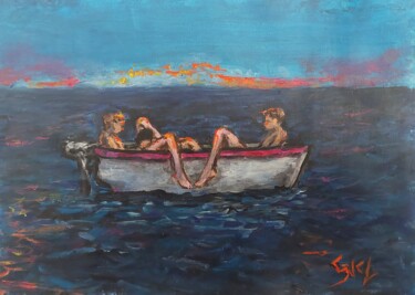 Pintura intitulada "Sailing.." por Giorgos Nicolaou (Gncl), Obras de arte originais, Acrílico