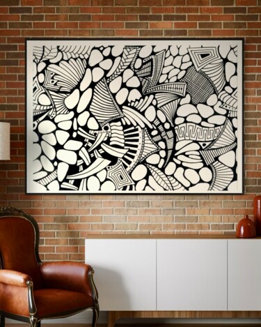 Schilderij getiteld "Léger" door Ju.Iglesias, Origineel Kunstwerk, Acryl Gemonteerd op Frame voor houten brancard