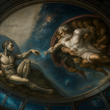 Digitale Kunst getiteld "La creazione di Ada…" door Neo Immortals, Origineel Kunstwerk, AI gegenereerde afbeelding Gemonteer…