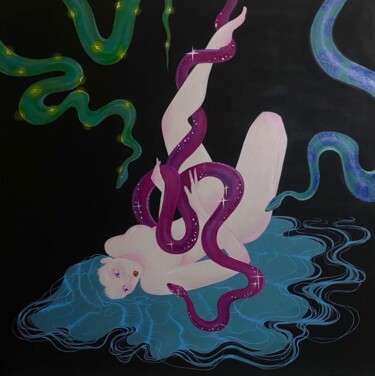 绘画 标题为“Snake pit is sweet” 由Marina Domogatskaia (Trophy Tropic), 原创艺术品, 丙烯