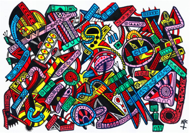 EXPLOADING CITY Drawing titled "EXPLOADING CITY" by Nicholas Price, Original Artwork, Gouache